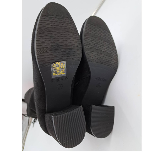 Dream Pairs Black Faux Suede Low Heel Over The Knee Comfort Round Toe Boots 6.5 - Picture 4 of 11
